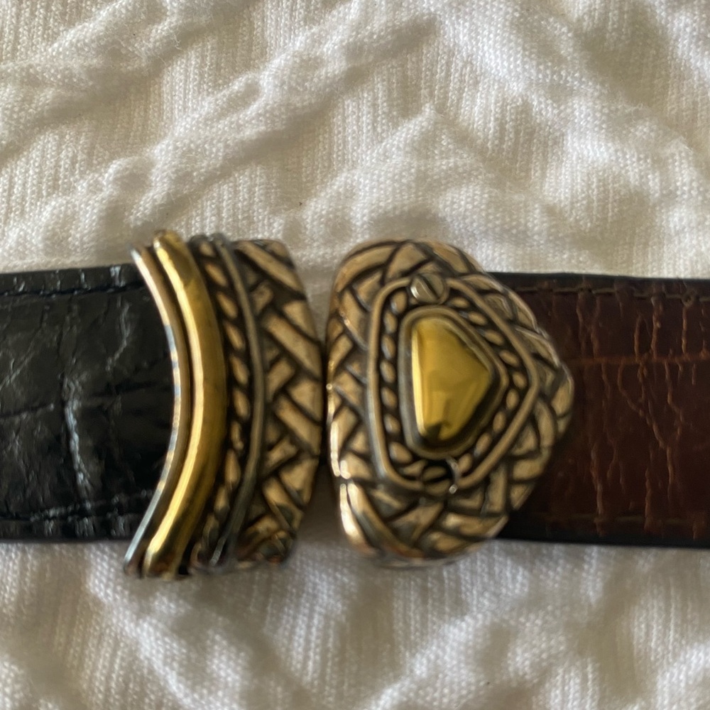 Brighton Belt Two-tone black & brown leather - Vintage/Western - Country M/L